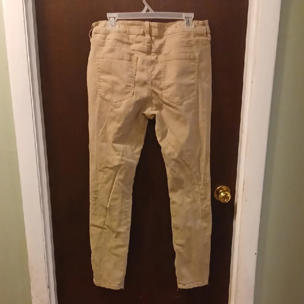Fashion Nova Men Khaki Distressed Skinny Jeans Size 34
